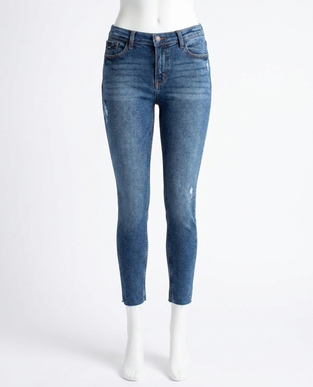 NEW KENSIE women's high rise raw hem skinny jean in ken lesina